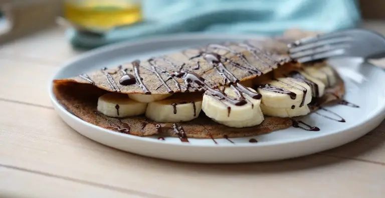 Volkoren Boekweitpannenkoeken met banaan en chocolade