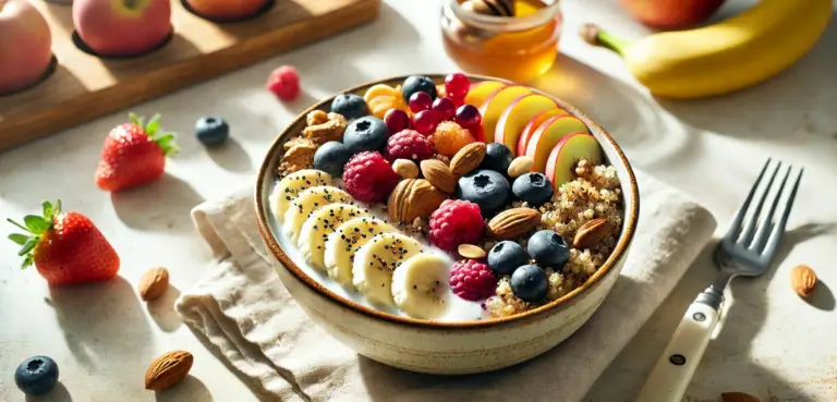 Voedzaam quinoa-ontbijt met fruit en noten: de perfecte start van je dag!